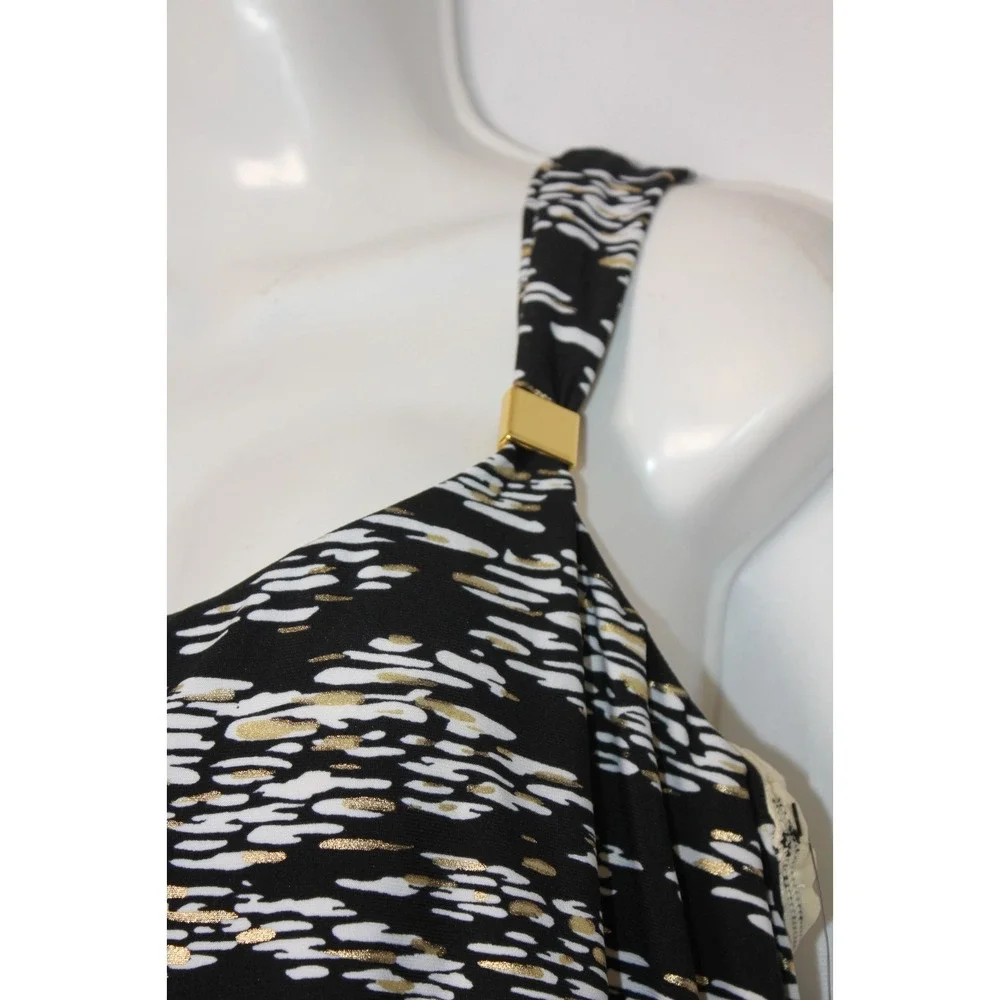 NWT Miraclesuit Zari Dazzle Tankini Top Size 16 Black Gold White Shaping Swim